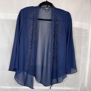 vintage 90s R&M richards navy chiffon sheer beaded shawl fairy whimsygoth sz 8p